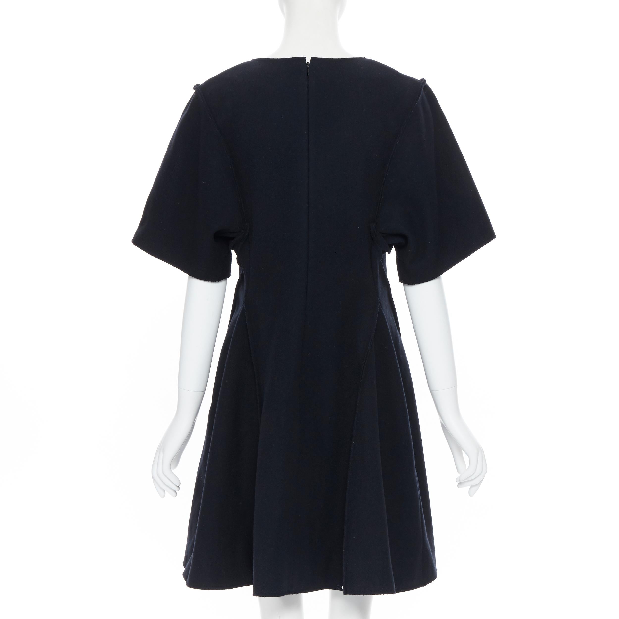 CHRISTIAN DIOR RAF lack wool felt reversed exposed seams flared dress FR42 In Excellent Condition In Hong Kong, NT