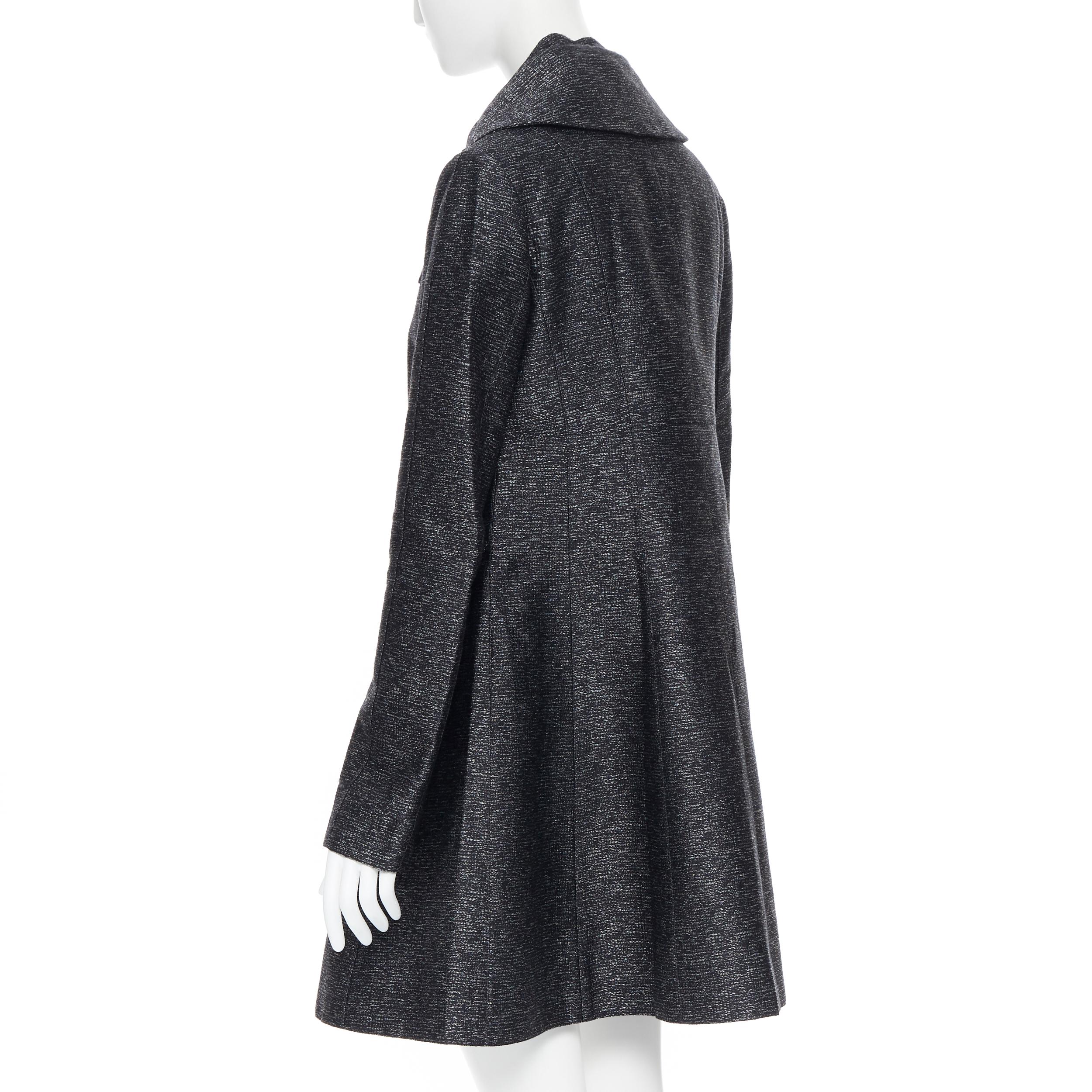 CHRISTIAN DIOR RAF melange grey silk wool irregular collar A-line coat FR42 In Excellent Condition In Hong Kong, NT