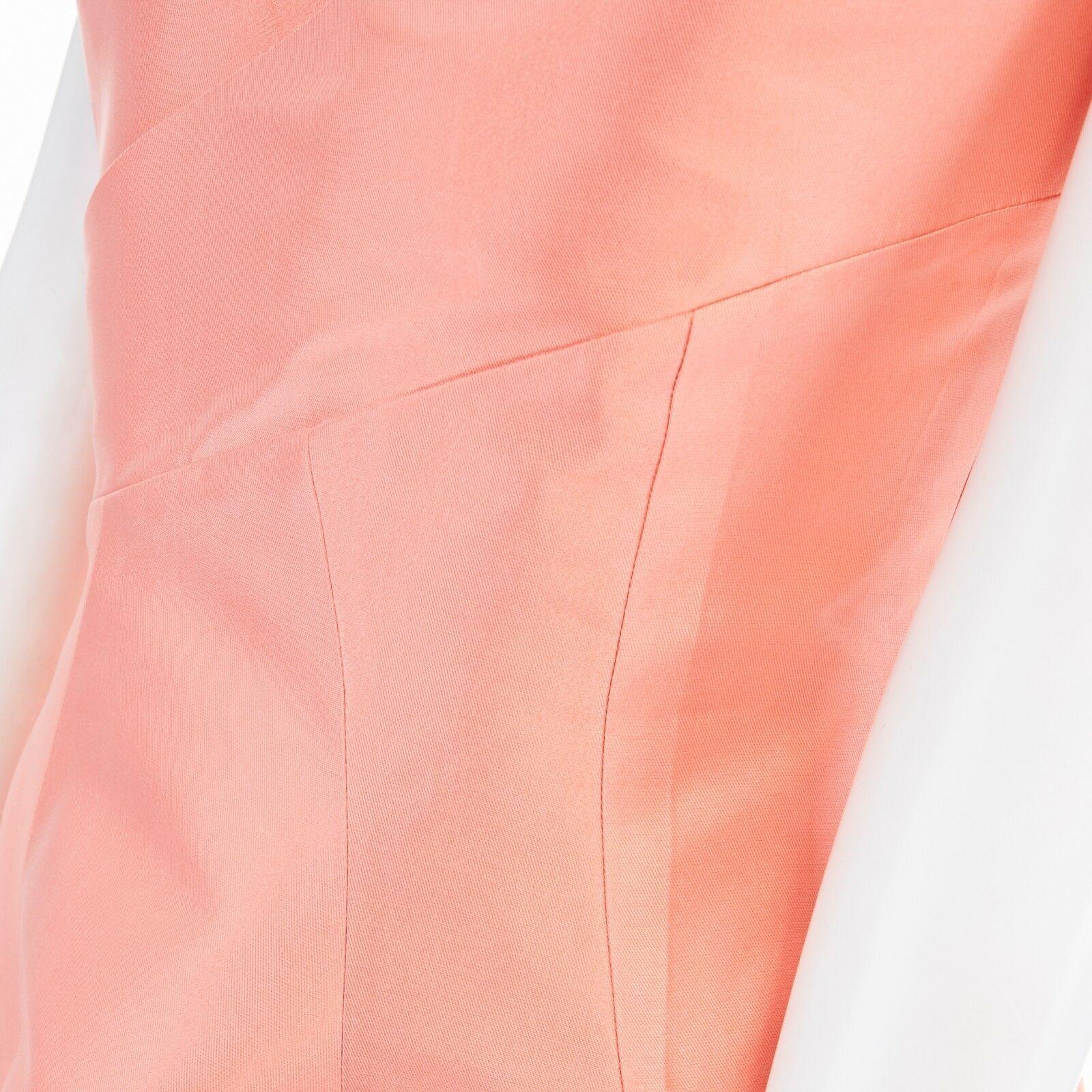 CHRISTIAN DIOR RAF SIMONS 2013 coral orange silk asymmetric cocktail dress FR38 3