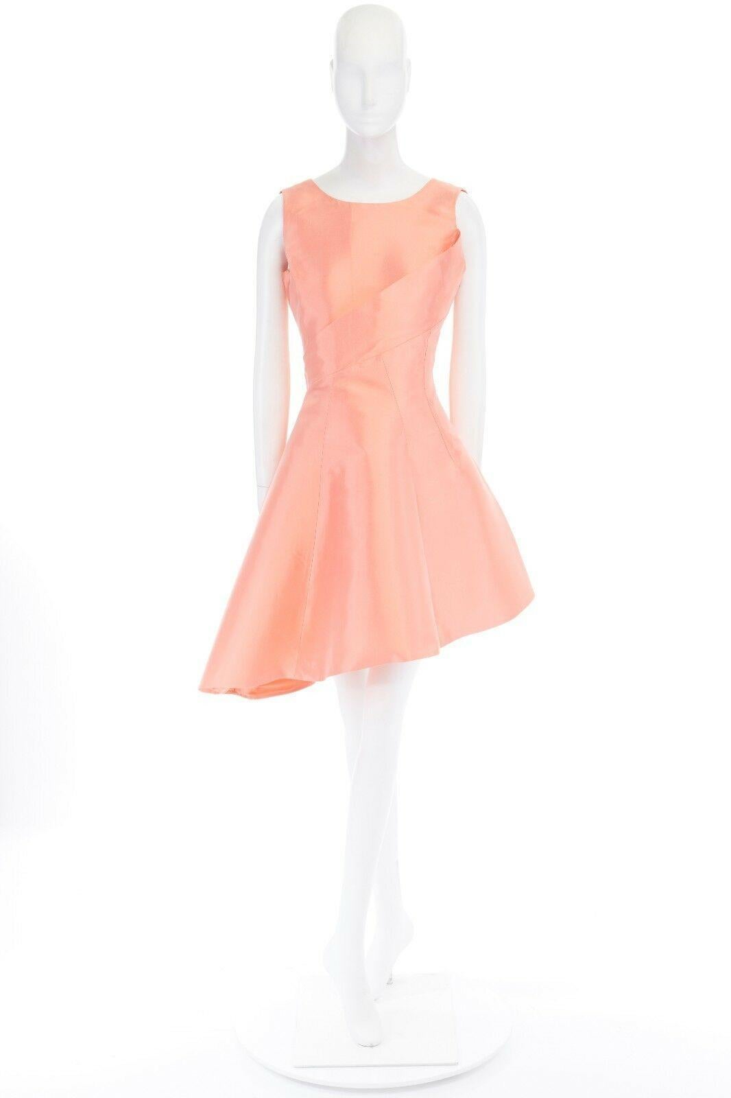 CHRISTIAN DIOR RAF SIMONS 2013 coral orange silk asymmetric cocktail dress FR38 at 1stDibs simons evening dresses simons maxi dress
