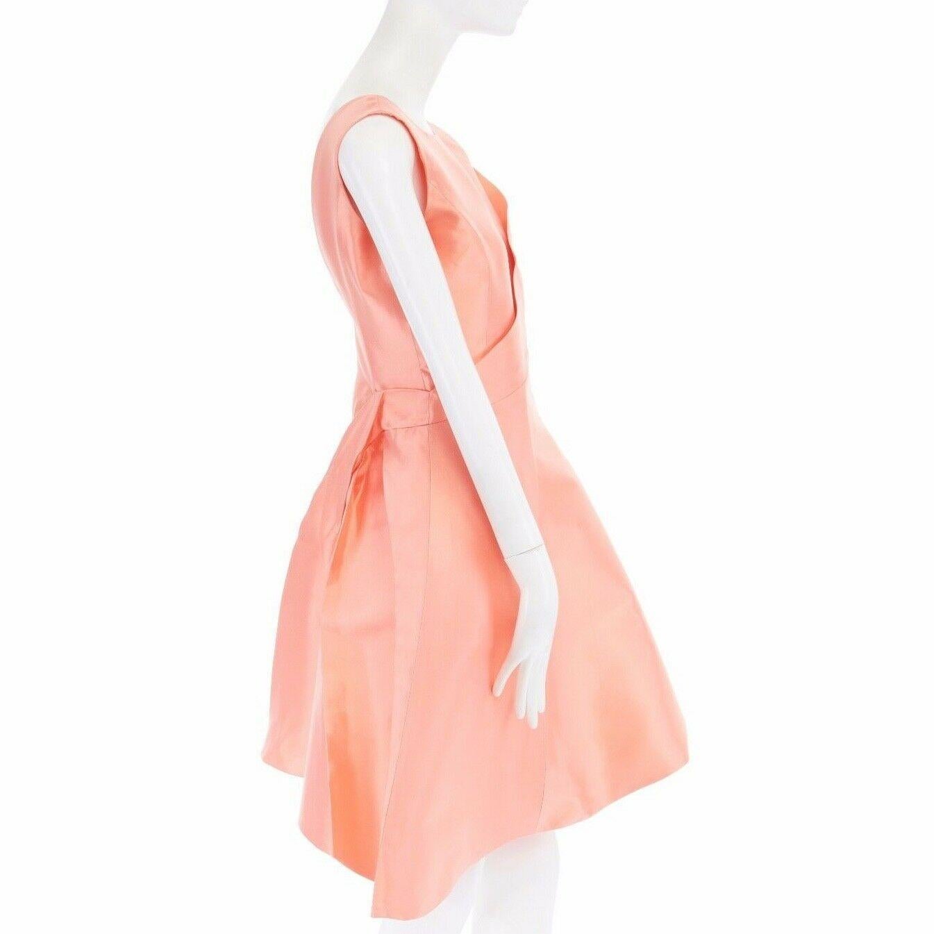 CHRISTIAN DIOR RAF SIMONS 2013 coral orange silk asymmetric cocktail dress FR38 In Excellent Condition In Hong Kong, NT