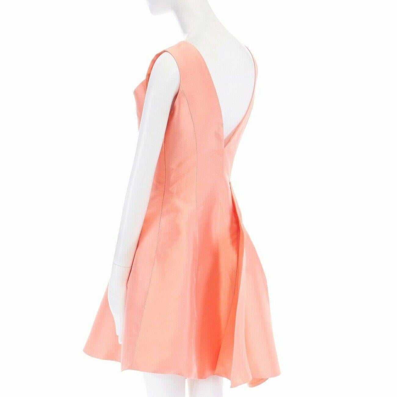 Women's CHRISTIAN DIOR RAF SIMONS 2013 coral orange silk asymmetric cocktail dress FR38