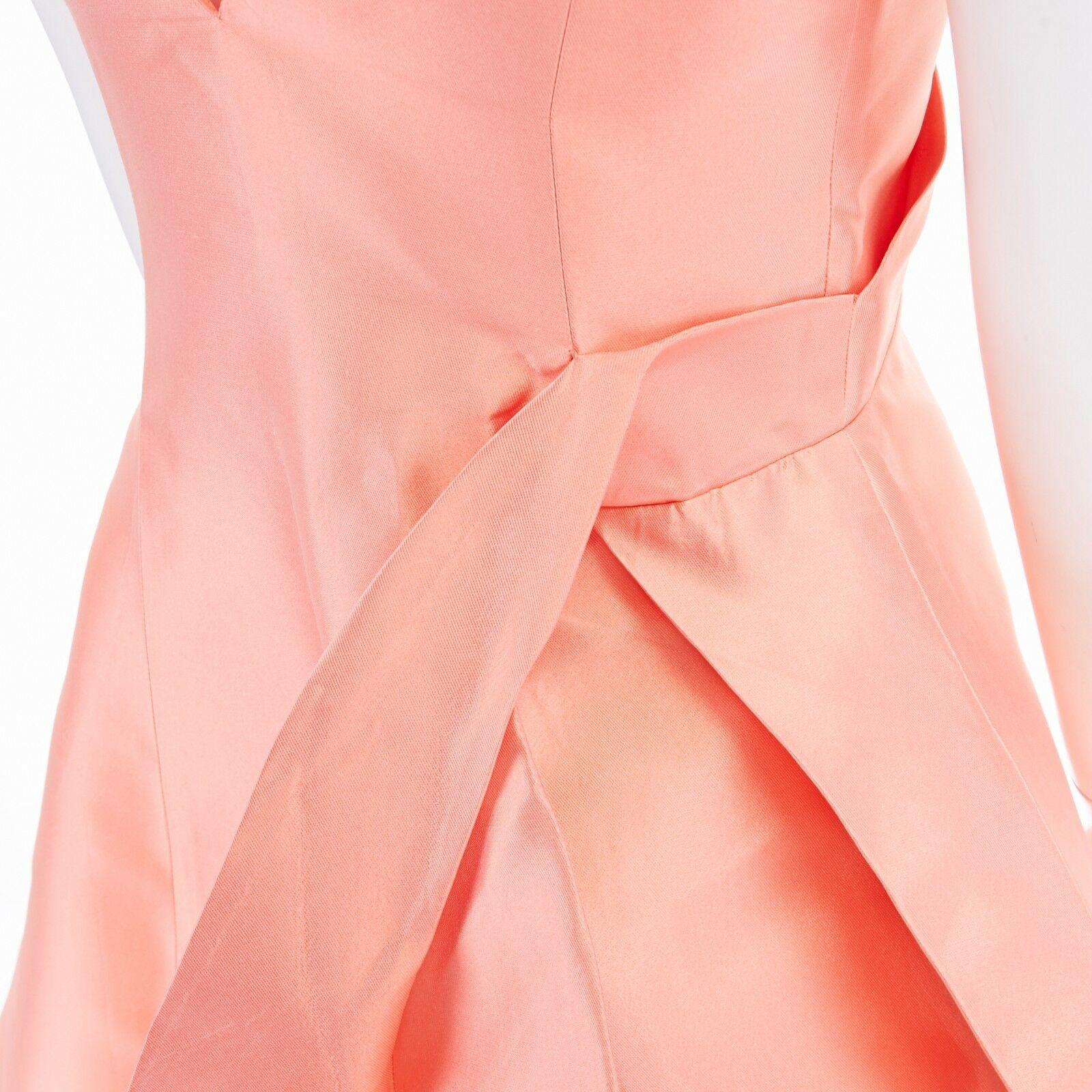 CHRISTIAN DIOR RAF SIMONS 2013 coral orange silk asymmetric cocktail dress FR38 1