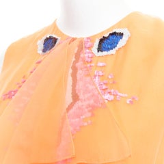 CHRISTIAN DIOR Raf Simons 2013 Runway silk sequin butterfly ruffle dress FR38 M