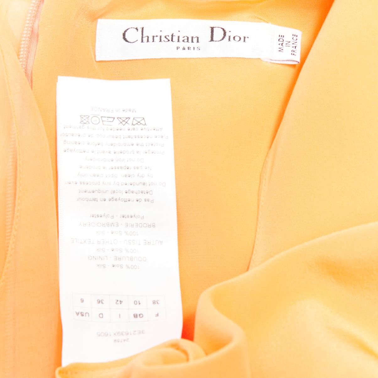 CHRISTIAN DIOR Raf Simons 2013 Runway silk sequin butterfly ruffle dress FR38 M For Sale 3
