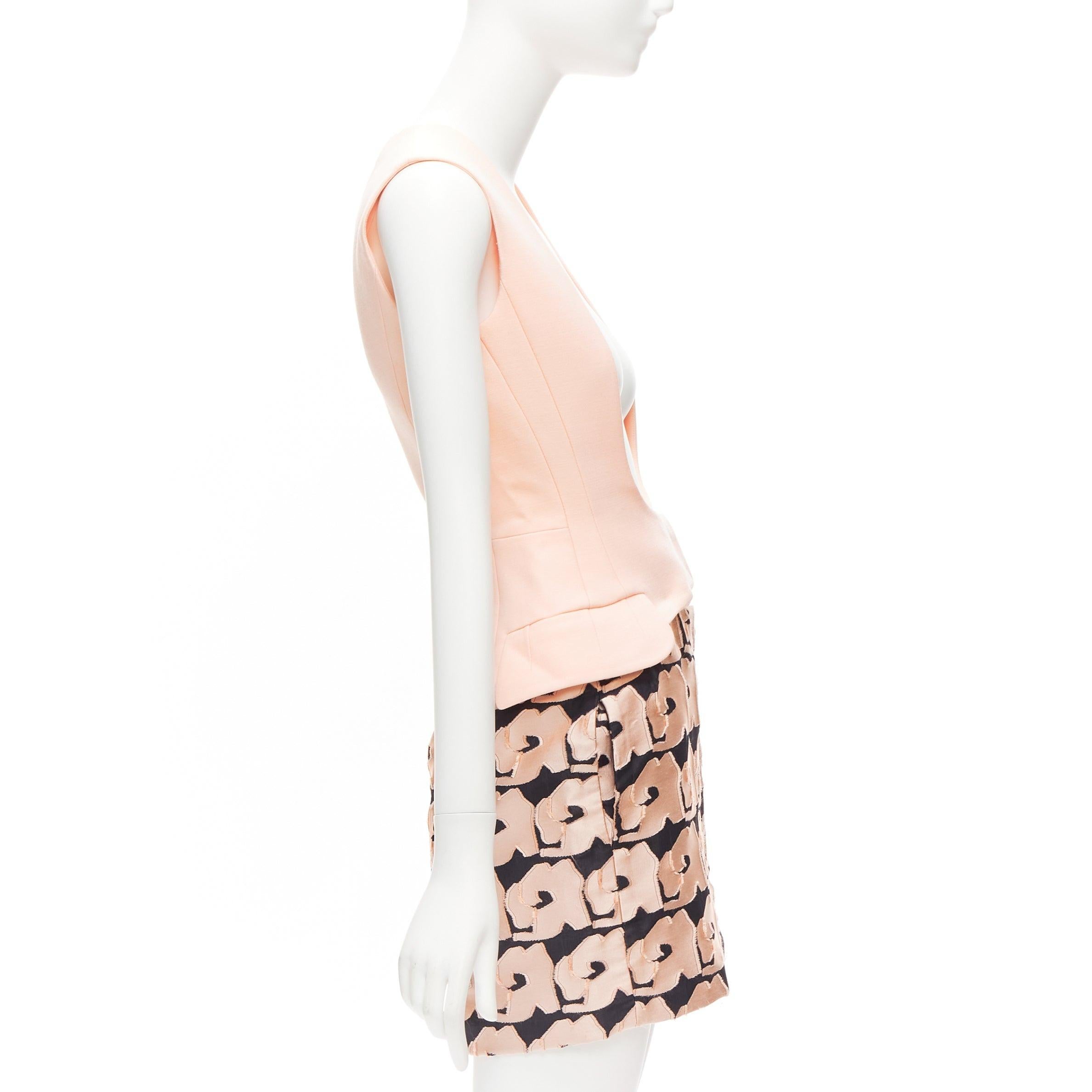 CHRISTIAN DIOR Raf Simons 2014 Runway black pink jacquard dress FR34 XS In Excellent Condition In Hong Kong, NT