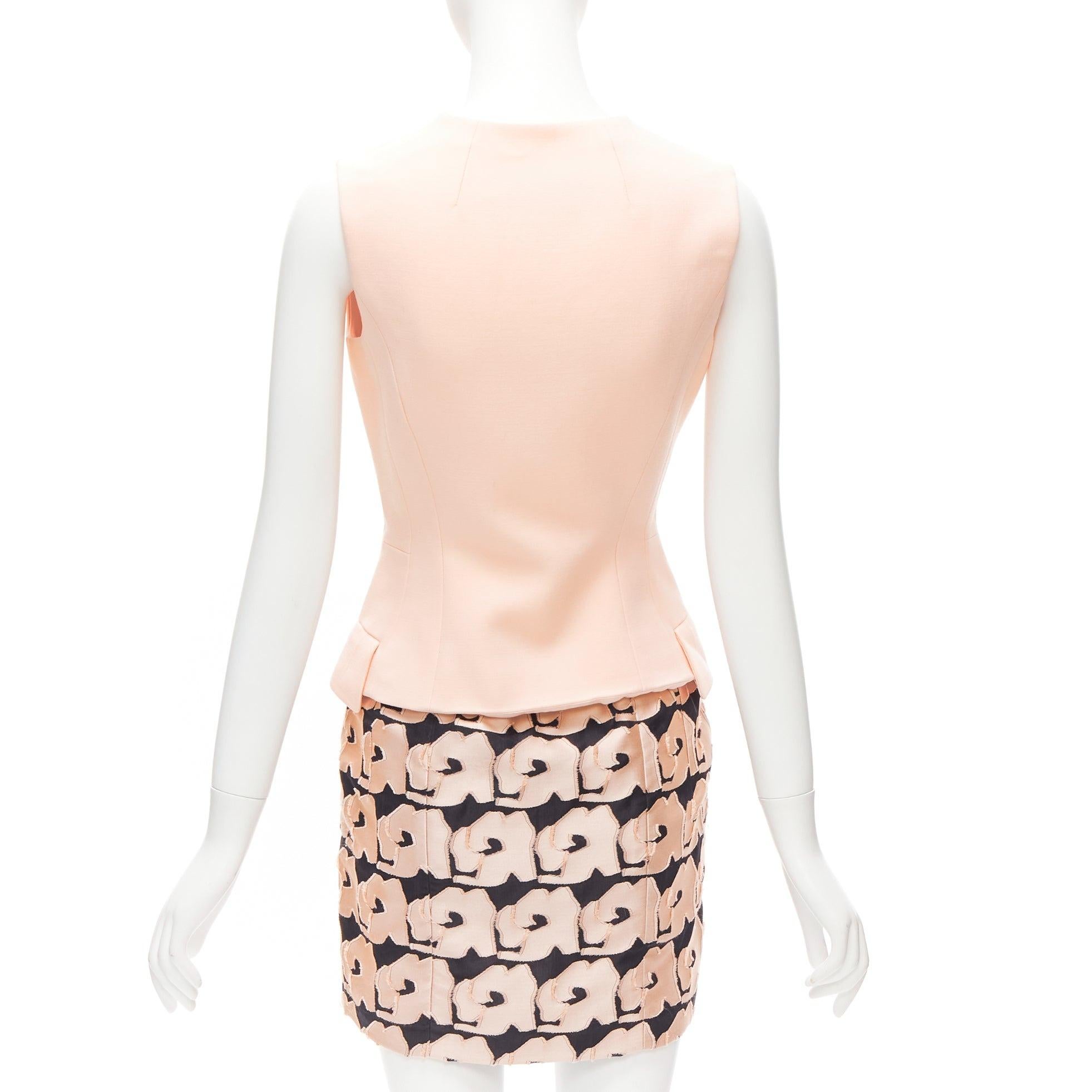 Women's CHRISTIAN DIOR Raf Simons 2014 Runway black pink jacquard dress FR34 XS