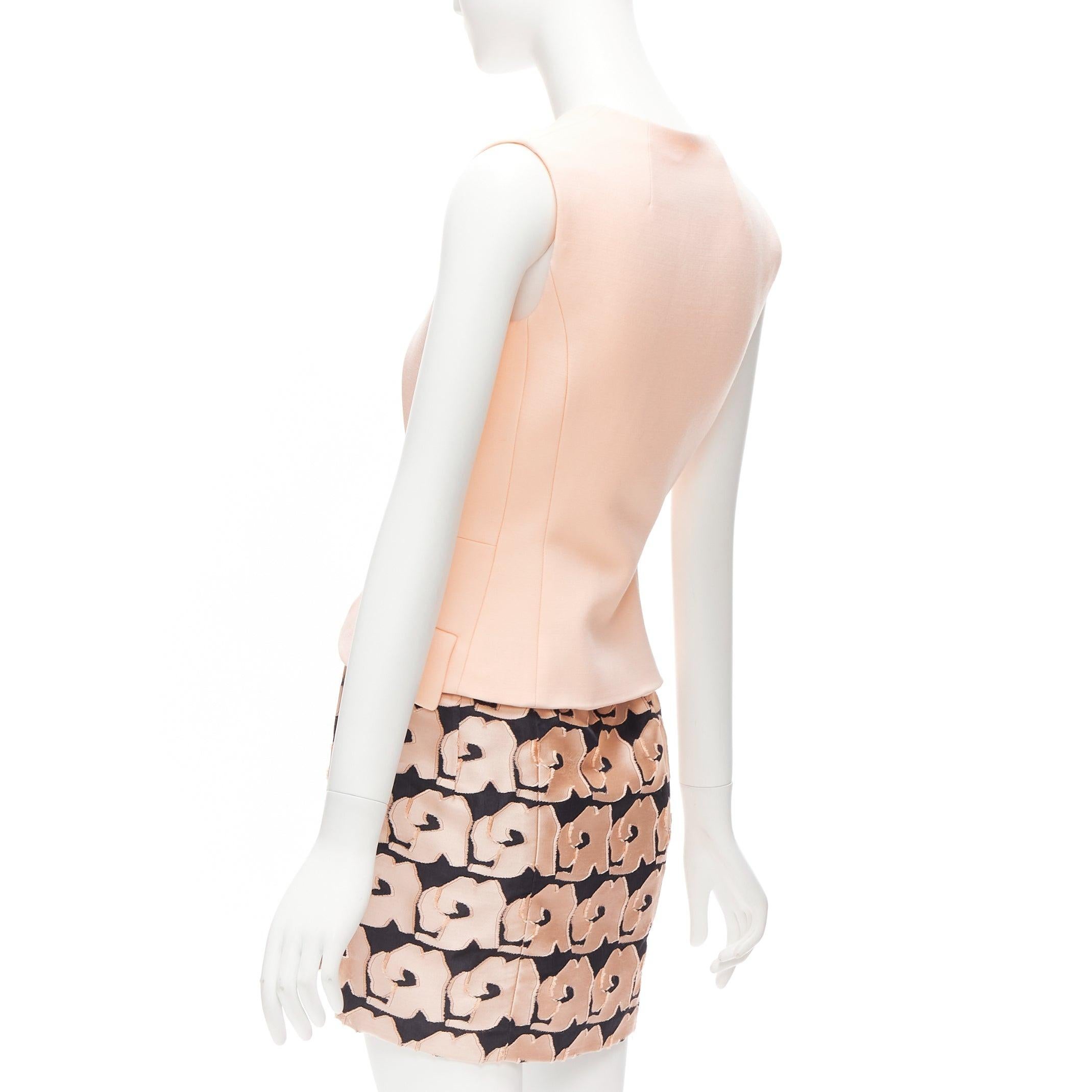 CHRISTIAN DIOR Raf Simons 2014 Runway black pink jacquard dress FR34 XS 1
