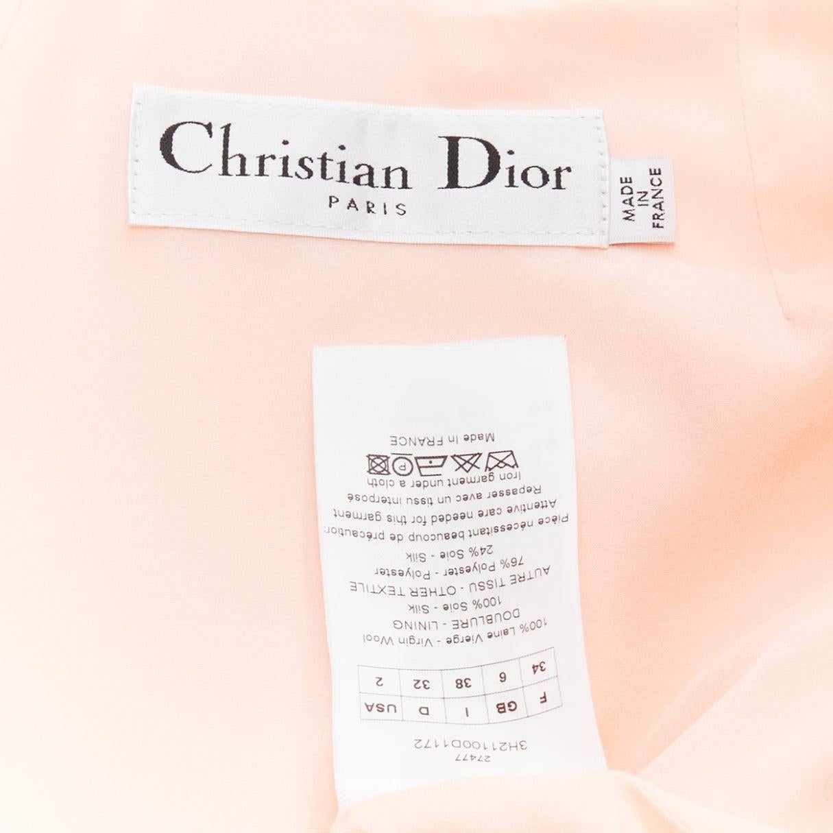 CHRISTIAN DIOR Raf Simons 2014 Runway black pink jacquard dress FR34 XS 3