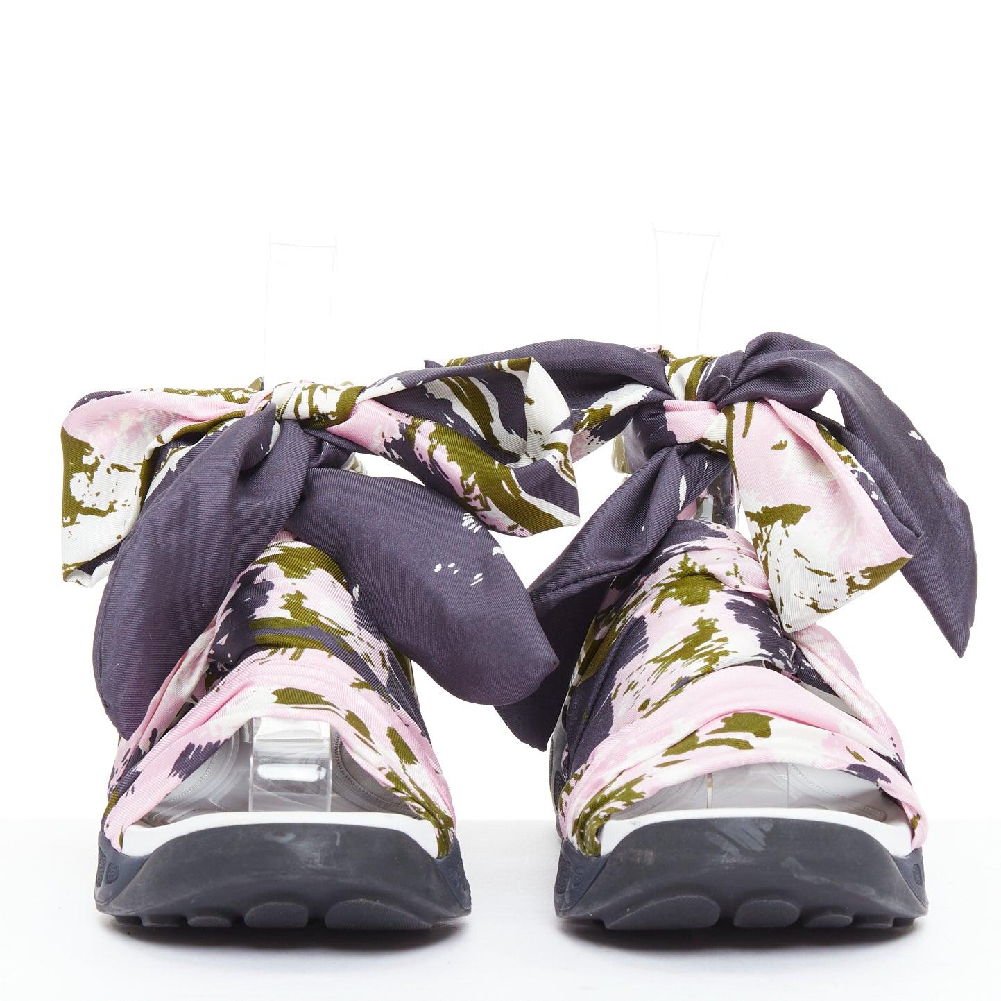 Gris CHRISTIAN DIOR Raf Simons 2015 Brooklyn rose vert foulard sandales gladiateurs EU38 en vente