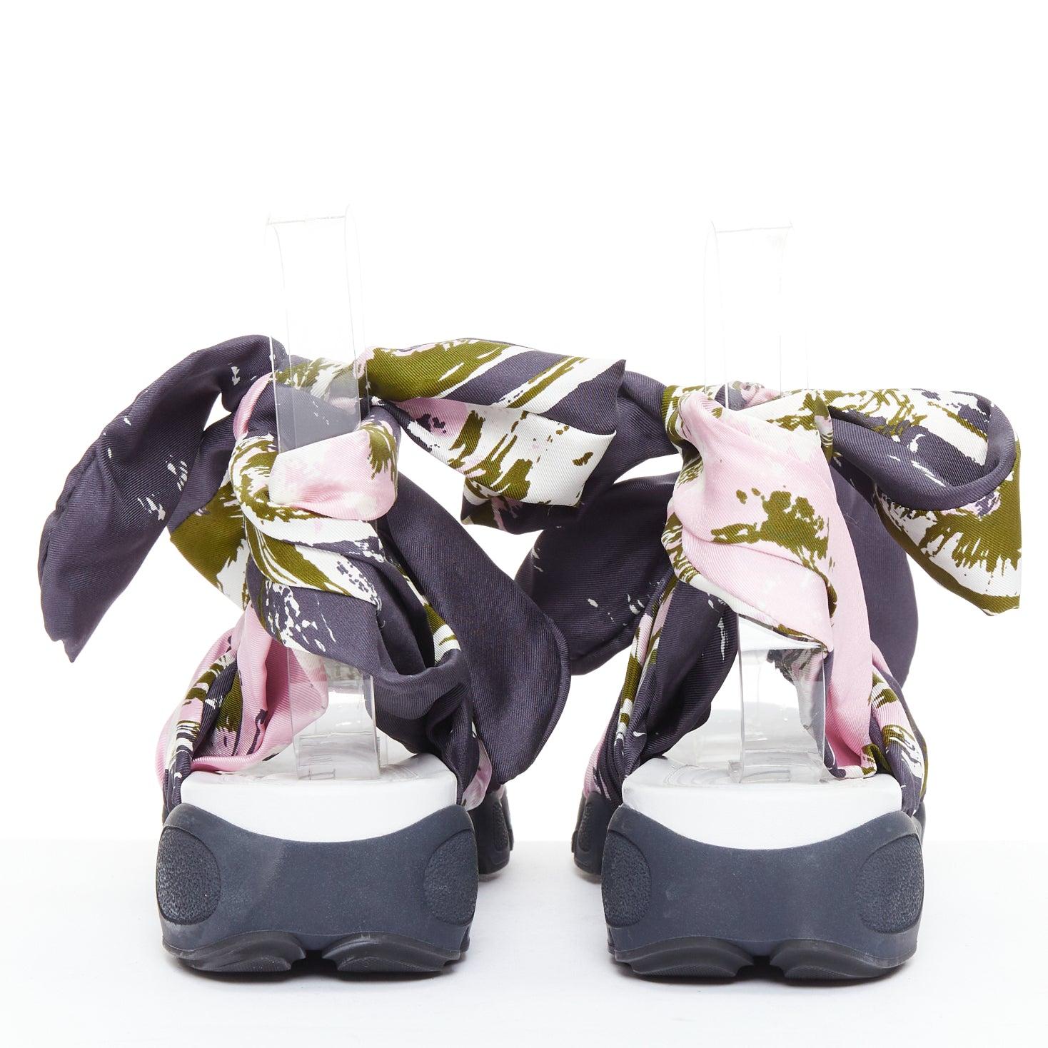 CHRISTIAN DIOR Raf Simons 2015 Brooklyn rose vert foulard sandales gladiateurs EU38 Pour femmes en vente