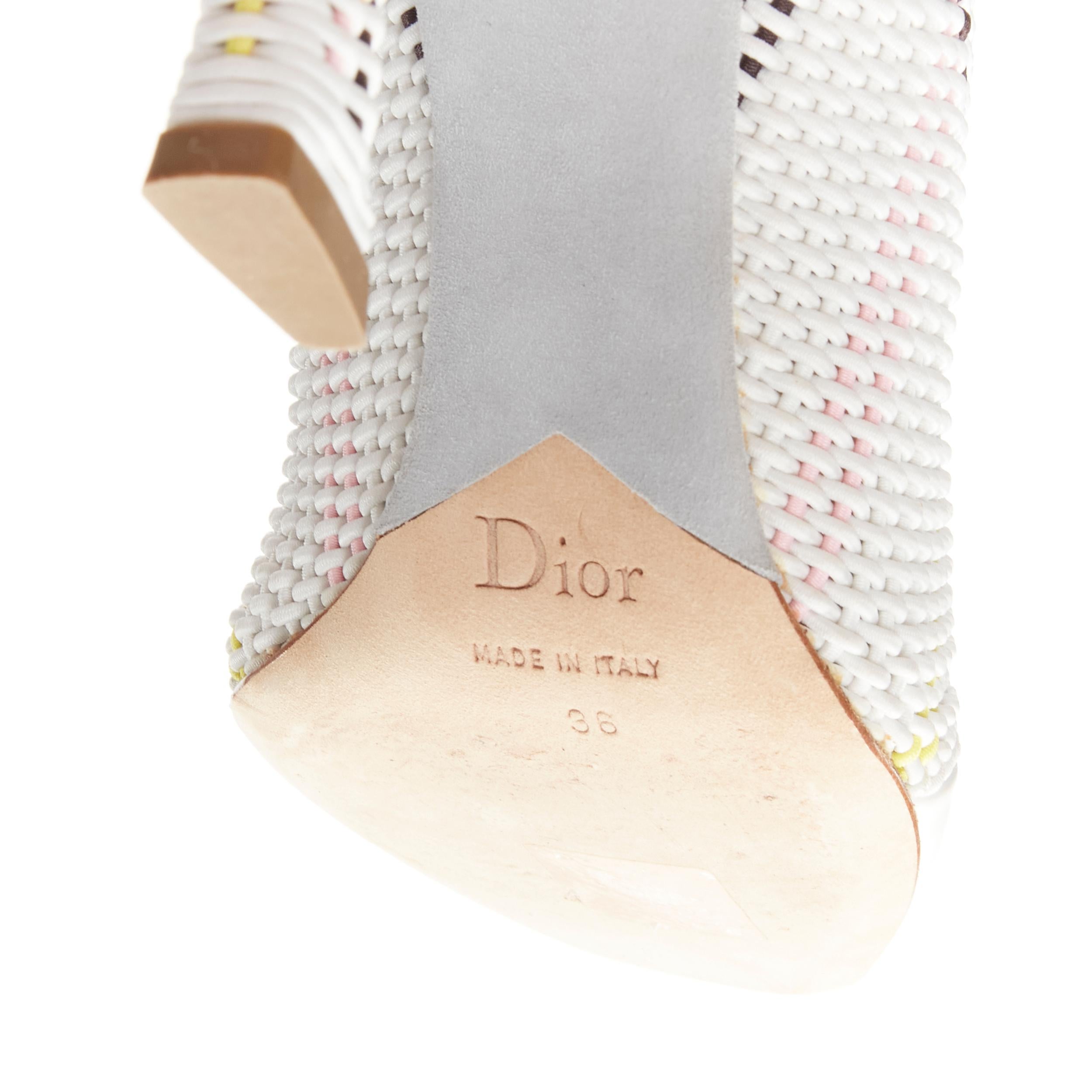 CHRISTIAN DIOR Raf Simons 2015 Runway white woven leather heeled boots EU36 6