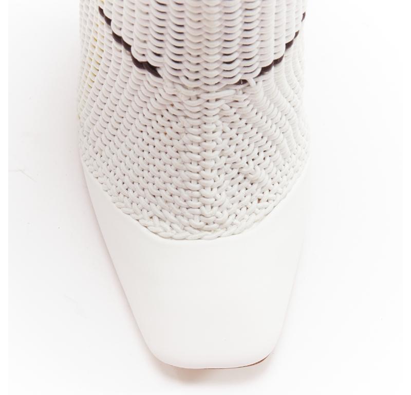 CHRISTIAN DIOR Raf Simons 2015 Runway white woven leather heeled boots EU36 3