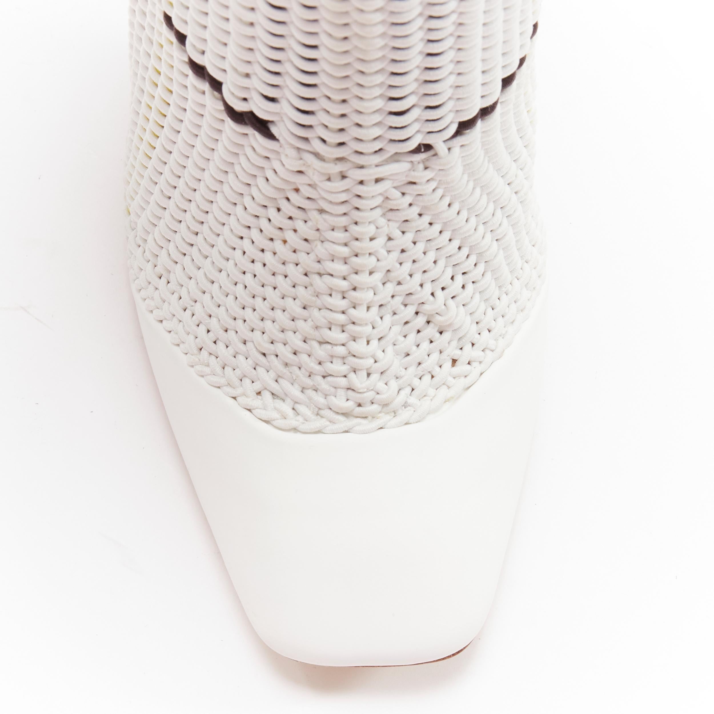 CHRISTIAN DIOR Raf Simons 2015 Runway white woven leather heeled boots EU36 2