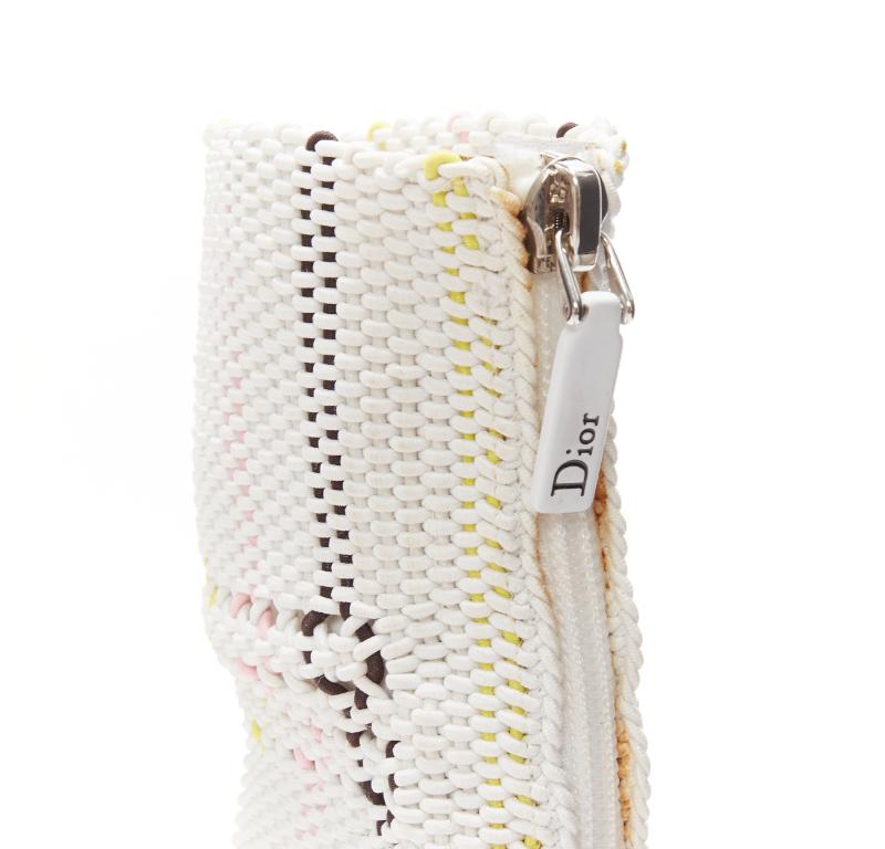 CHRISTIAN DIOR Raf Simons 2015 Runway white woven leather heeled boots EU36 5