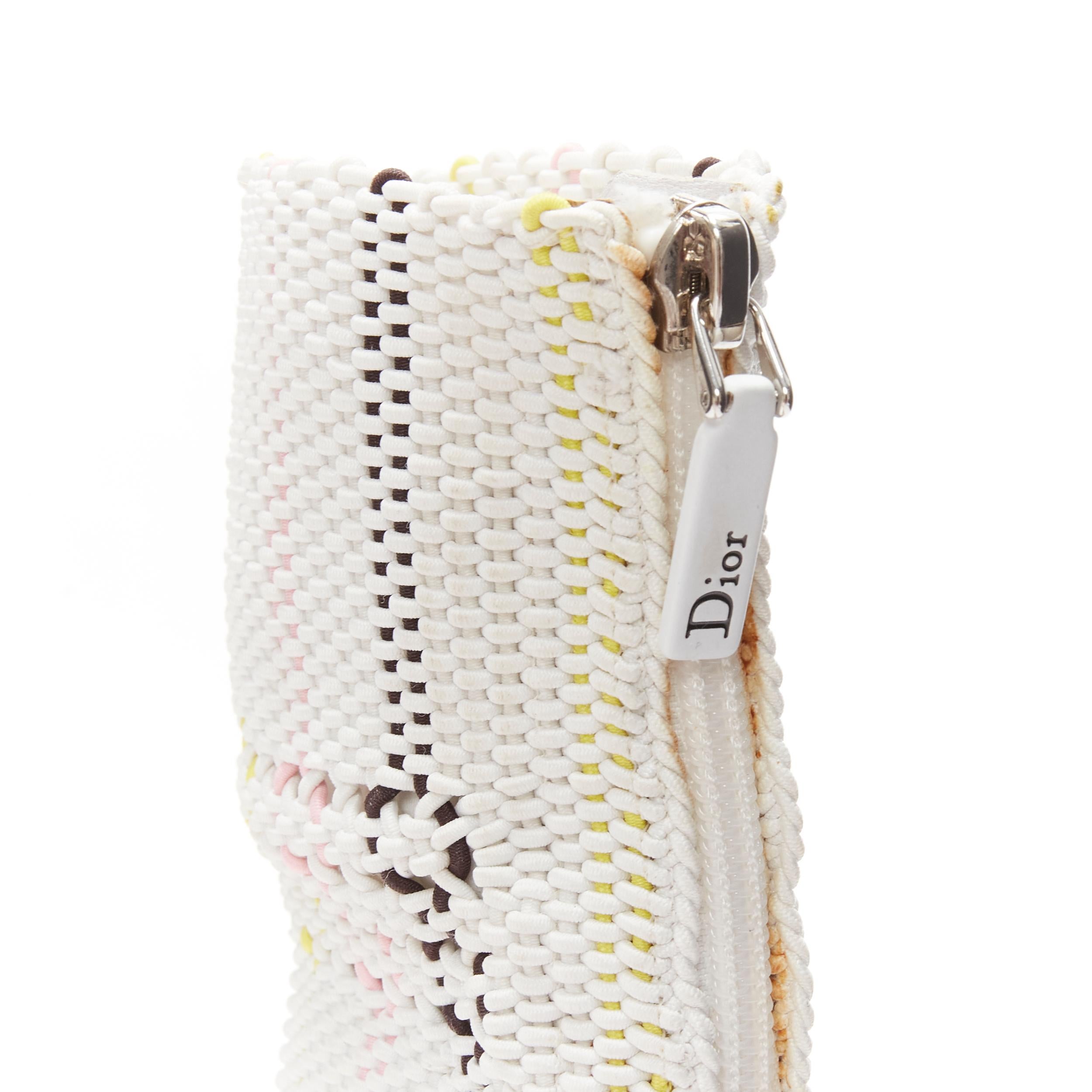 CHRISTIAN DIOR Raf Simons 2015 Runway white woven leather heeled boots EU36 4
