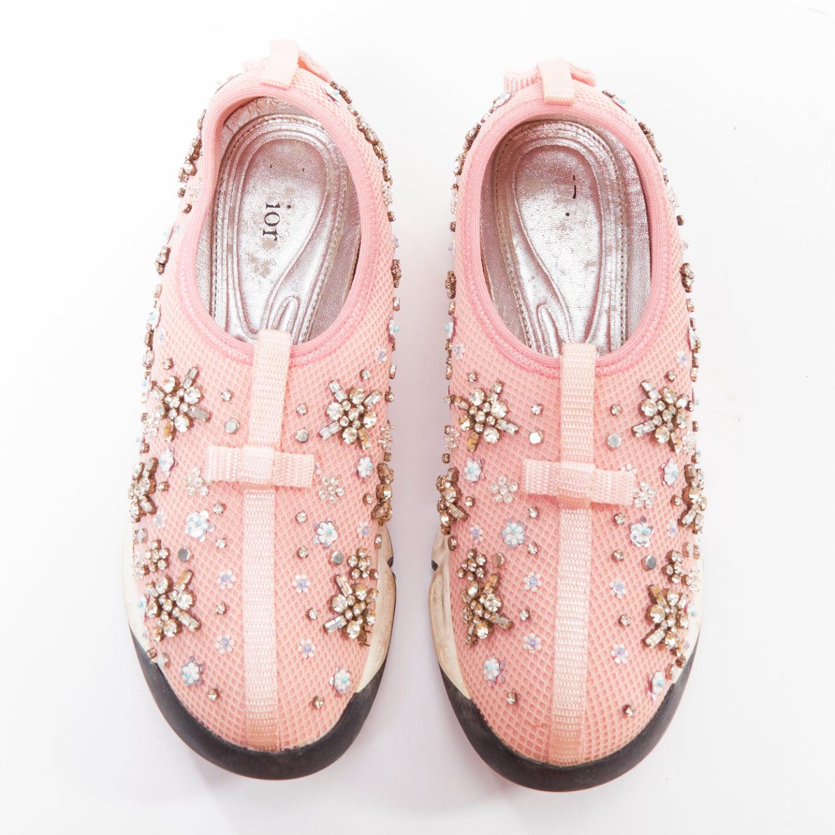 Beige CHRISTIAN DIOR Raf Simons for Christian Dior 2019 Fushion pink embellished dad sneakers EU35.5 en vente