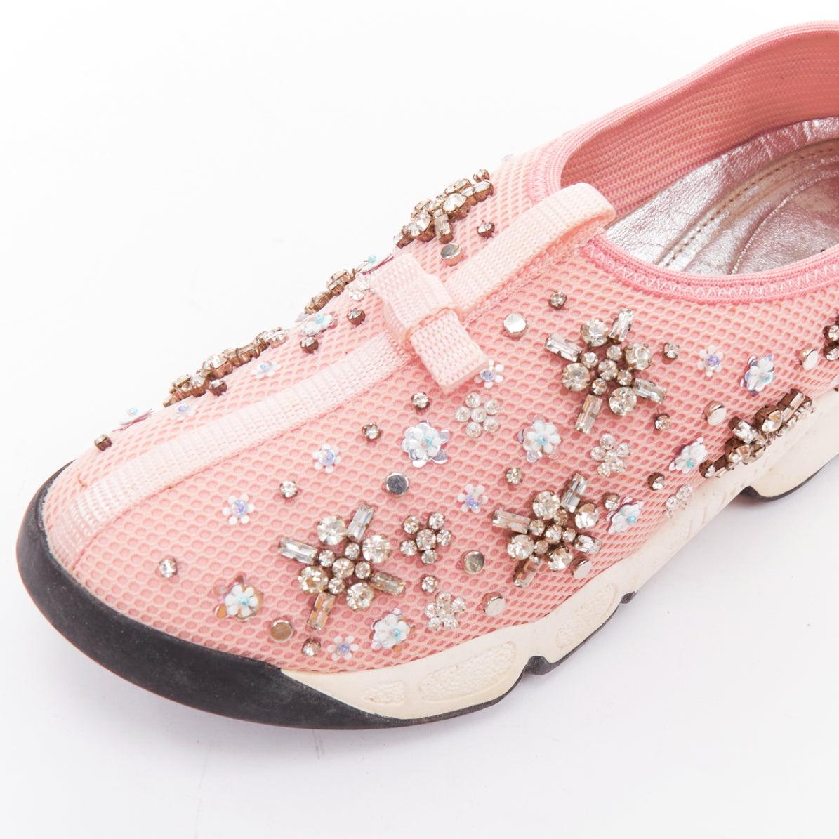 CHRISTIAN DIOR Raf Simons for Christian Dior 2019 Fushion pink embellished dad sneakers EU35.5 en vente 2