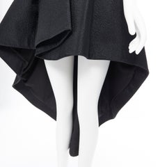 CHRISTIAN DIOR RAF SIMONS black wool blend jacquard pleated high low skirt FR34