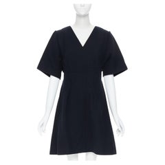 CHRISTIAN DIOR Raf Simons lack wool felt reversed seams flared dress FR42 L