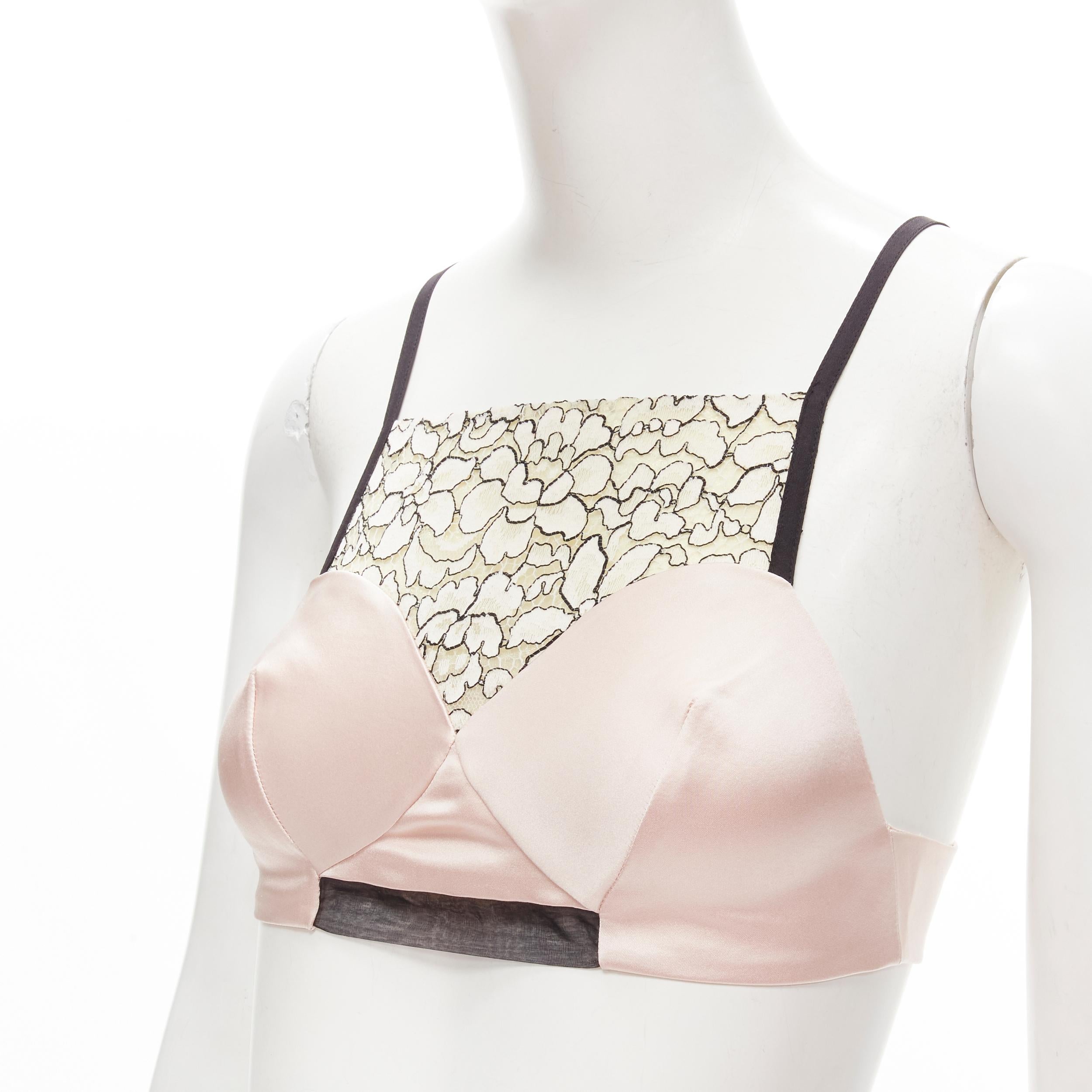 CHRISTIAN DIOR Raf Simons light pink lace panel bustier bralette top FR36 XS
Brand: Christian Dior
Designer: Raf Simons
Material: Silk
Color: Pink
Pattern: Solid
Closure: Hook & Eye
Extra Detail: Light pink bralette with cream metallic sheer lace