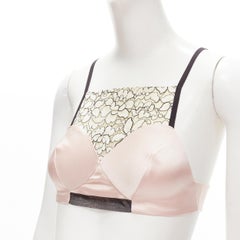 CHRISTIAN DIOR Raf Simons light pink lace panel bustier bralette top FR36 XS