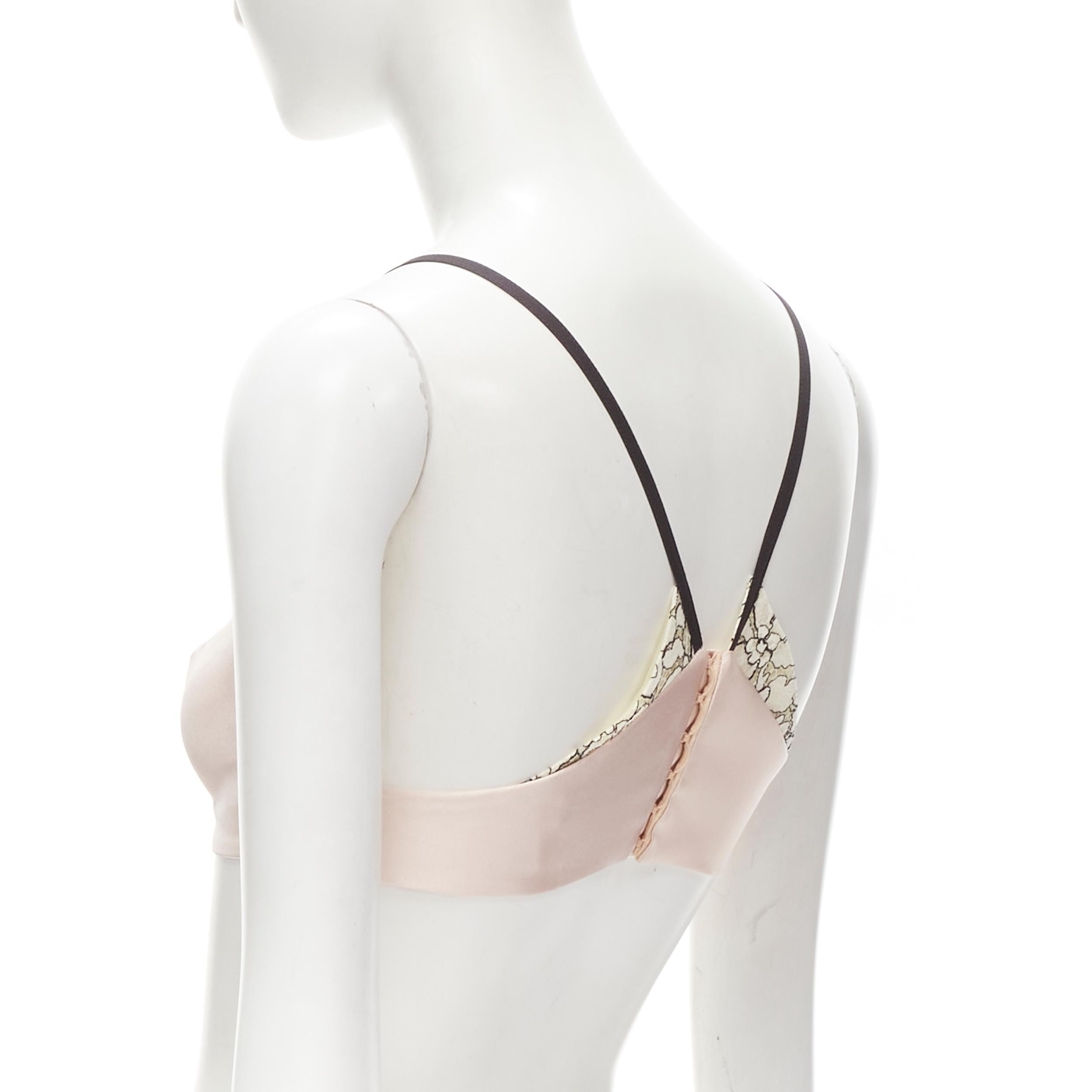 CHRISTIAN DIOR Raf Simons light pink lace panel bustier bralette top FR36 XS In Excellent Condition In Hong Kong, NT