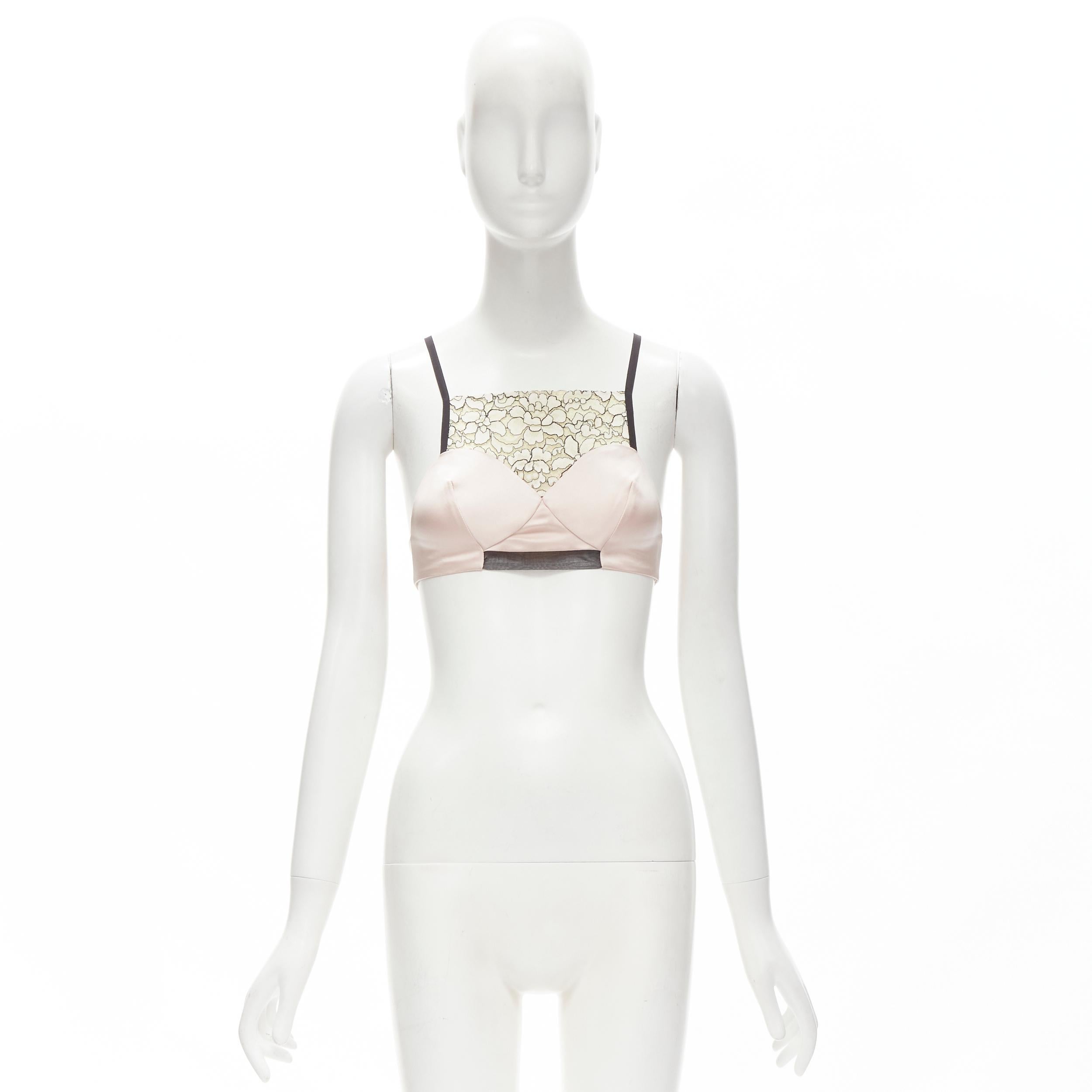CHRISTIAN DIOR Raf Simons light pink lace panel bustier bralette top FR36 XS 2