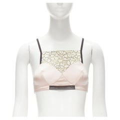 CHRISTIAN DIOR Raf Simons light pink lace panel bustier bralette top FR36 XS