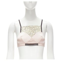 CHRISTIAN DIOR Raf Simons for Christian Dior top bralette con pannello in pizzo rosa chiaro FR36 XS