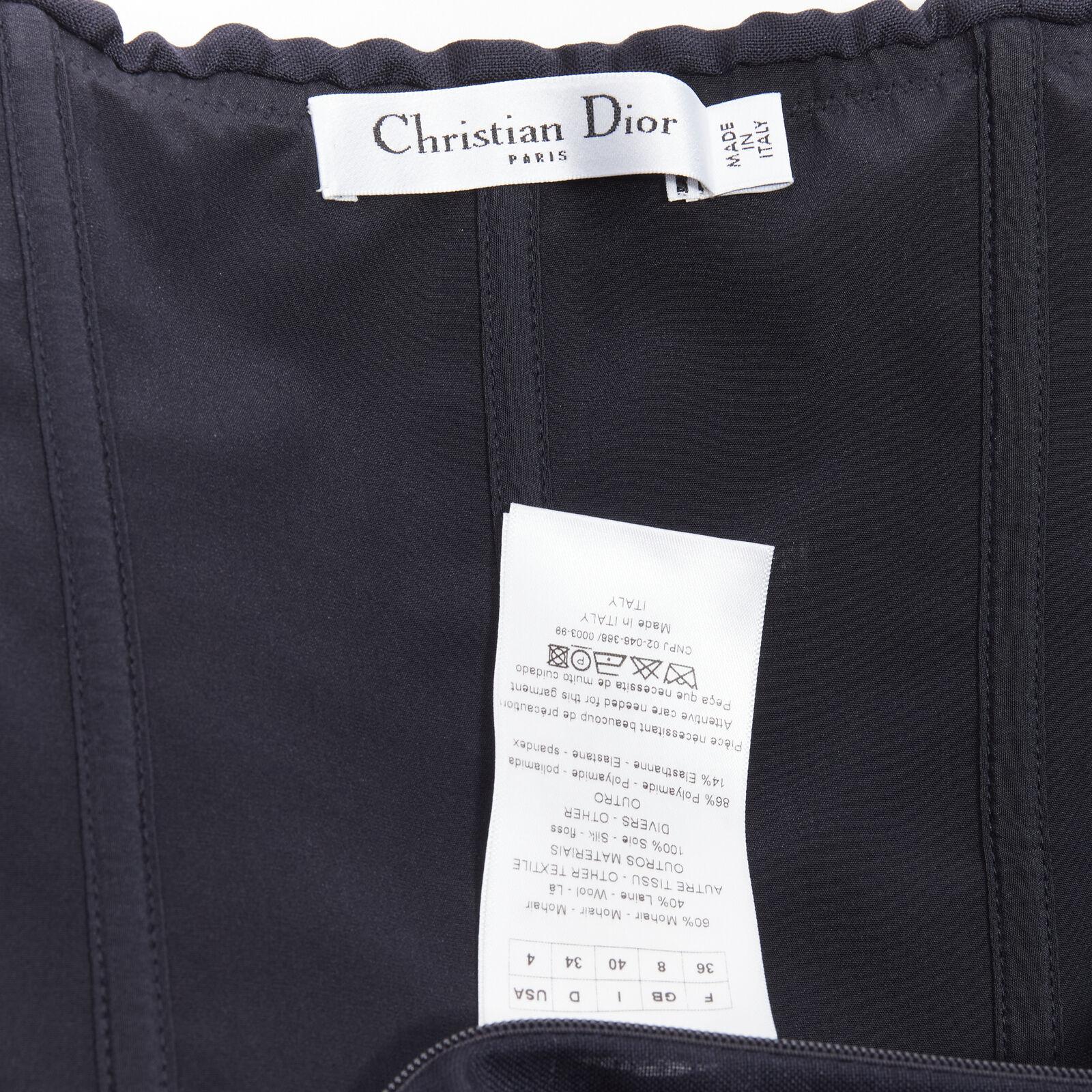 CHRISTIAN DIOR Raf Simons navy asymmetrical leg strapless corset jumpsuit FR36 S For Sale 6