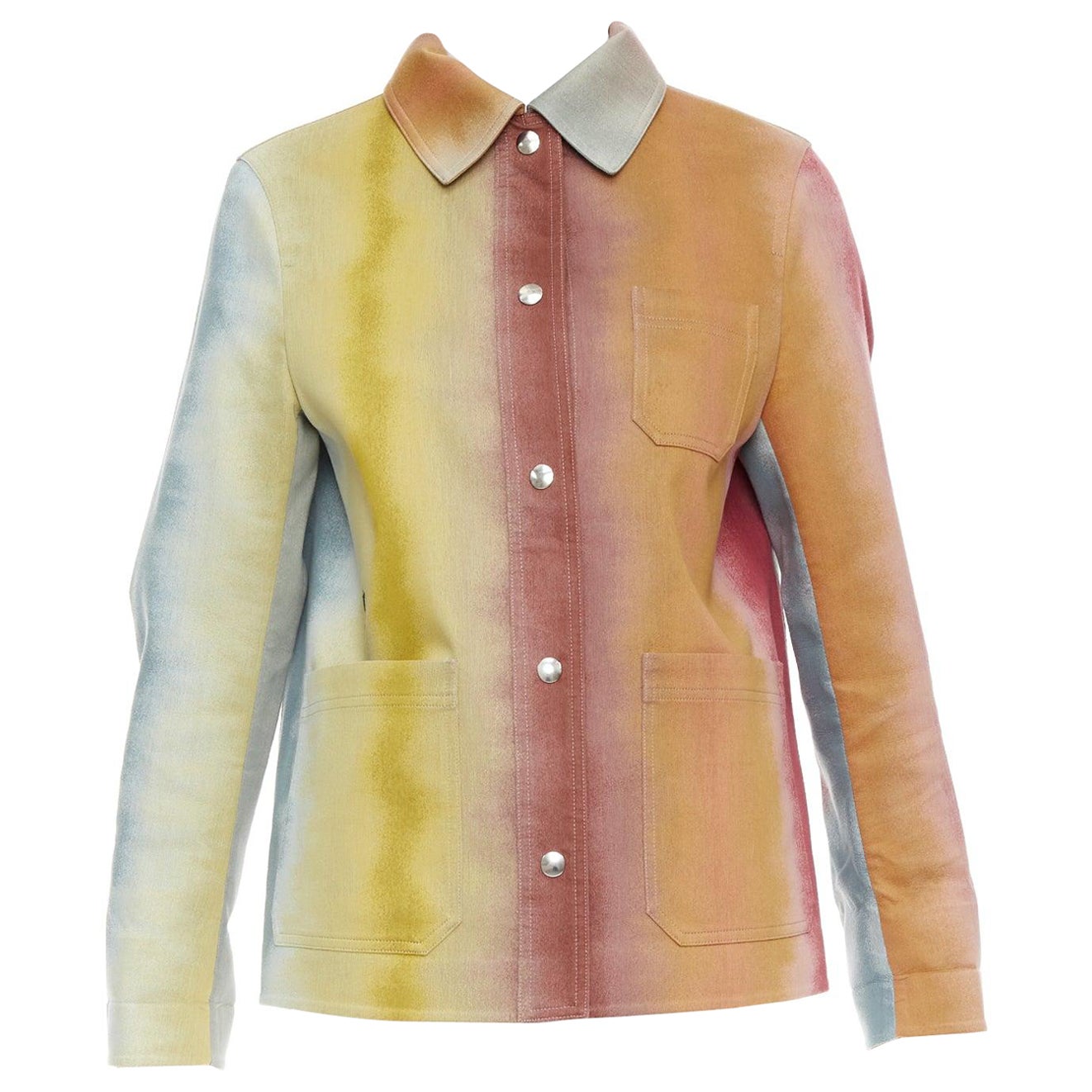 CHRISTIAN DIOR rainbow dye monogram lined trucker coat FR36 S