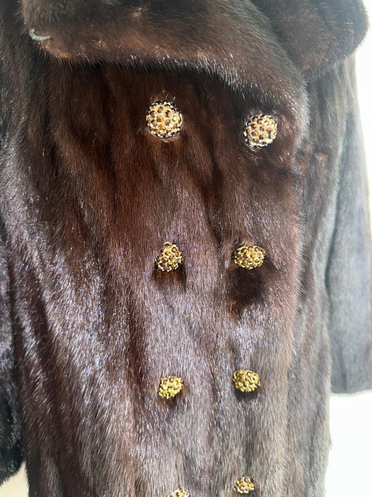 Manteau en fourrure de vison de Christian Dior à col cranté taille 10 M en vente 6