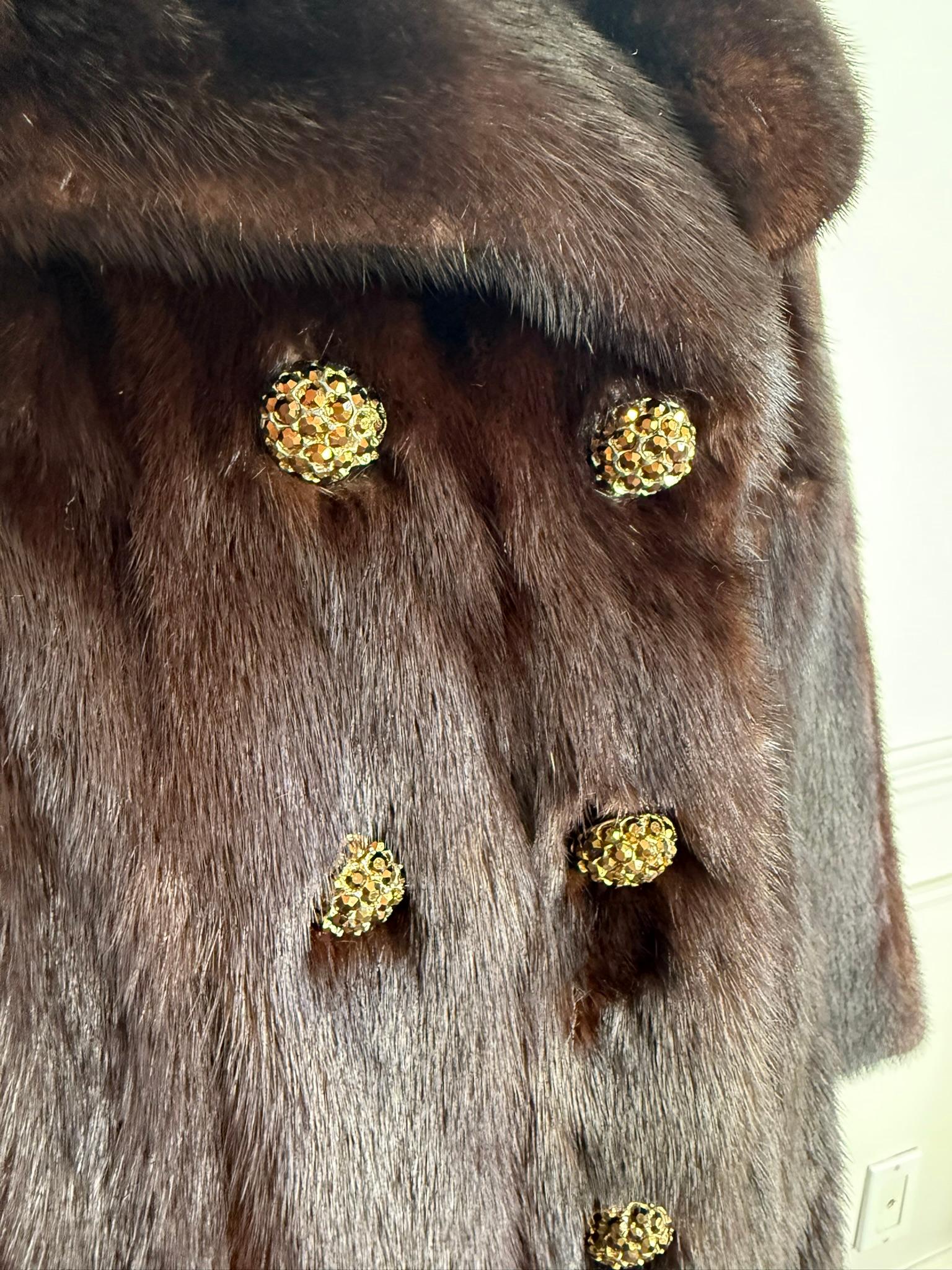 Manteau en fourrure de vison de Christian Dior à col cranté taille 10 M Pour femmes en vente