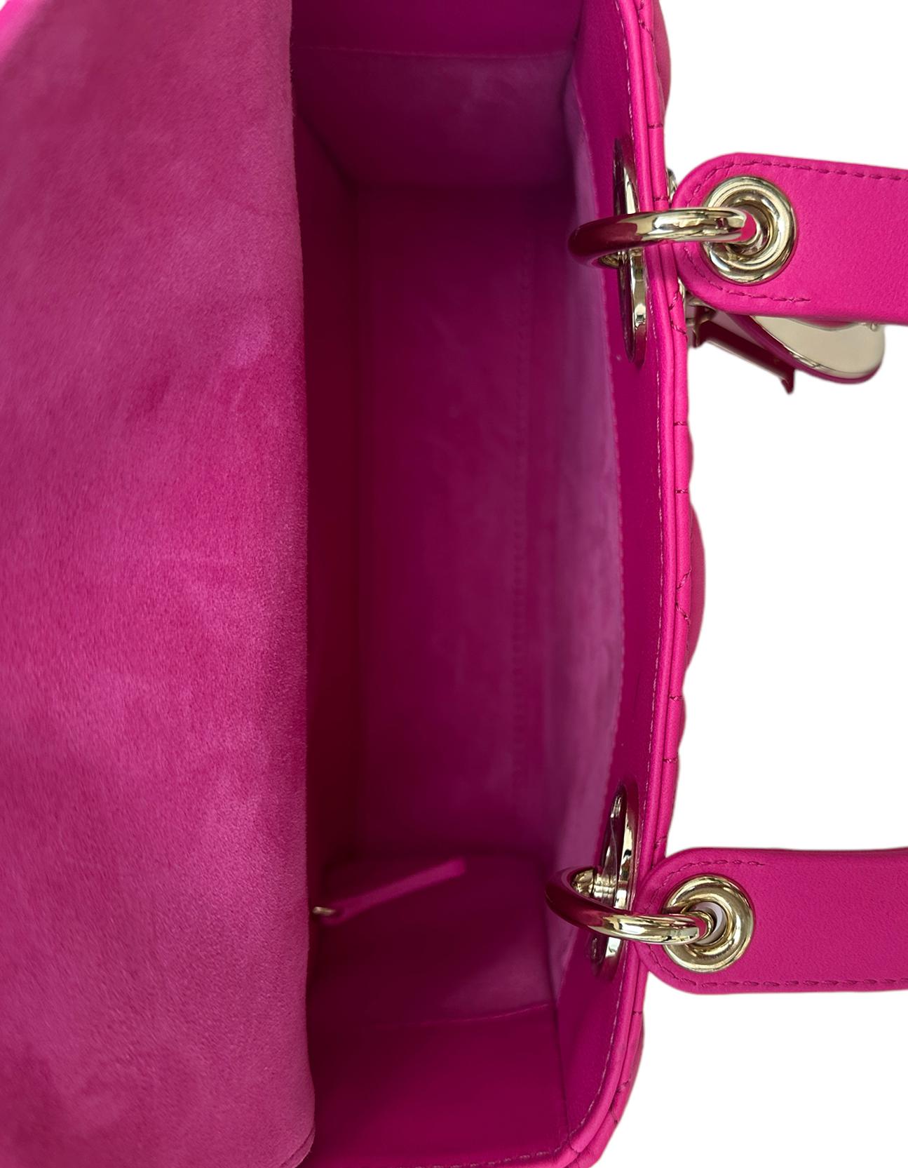 Christian Dior Rani Pink Leather Cannage Quilted My ABCDior Small Lady Dior Bag For Sale 1