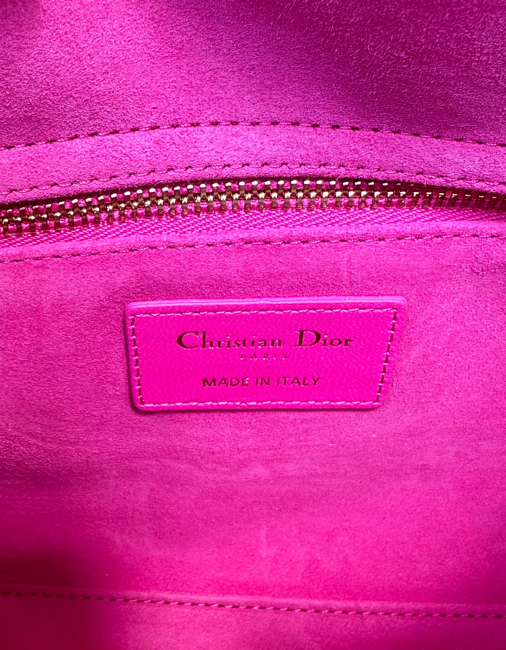 Christian Dior Rani Pink Leather Cannage Quilted My ABCDior Small Lady Dior Bag For Sale 3