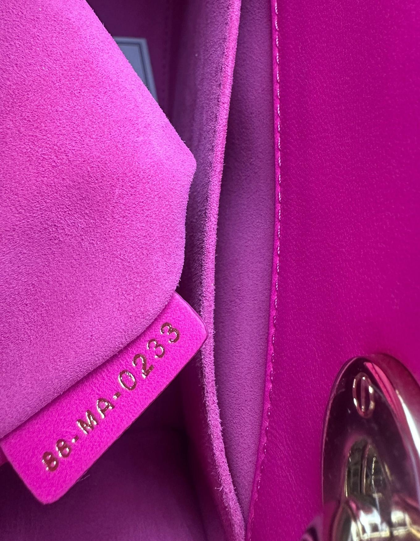 Christian Dior Rani Pink Leather Cannage Quilted My ABCDior Small Lady Dior Bag For Sale 4