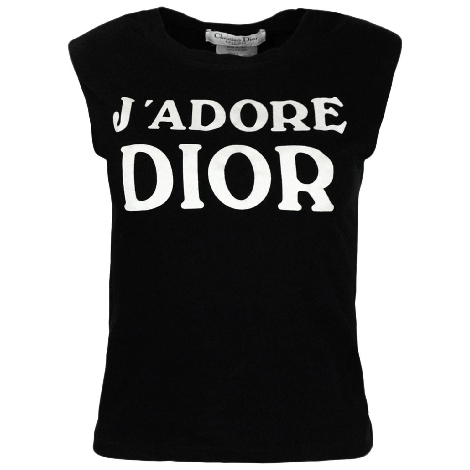 Christian Dior RARE Vintage Black/White J'Adore Tank Top sz 6 at 1stDibs |  j'adore dior top vintage, j'adore dior sleeveless shirt, j'adore dior black  tank top