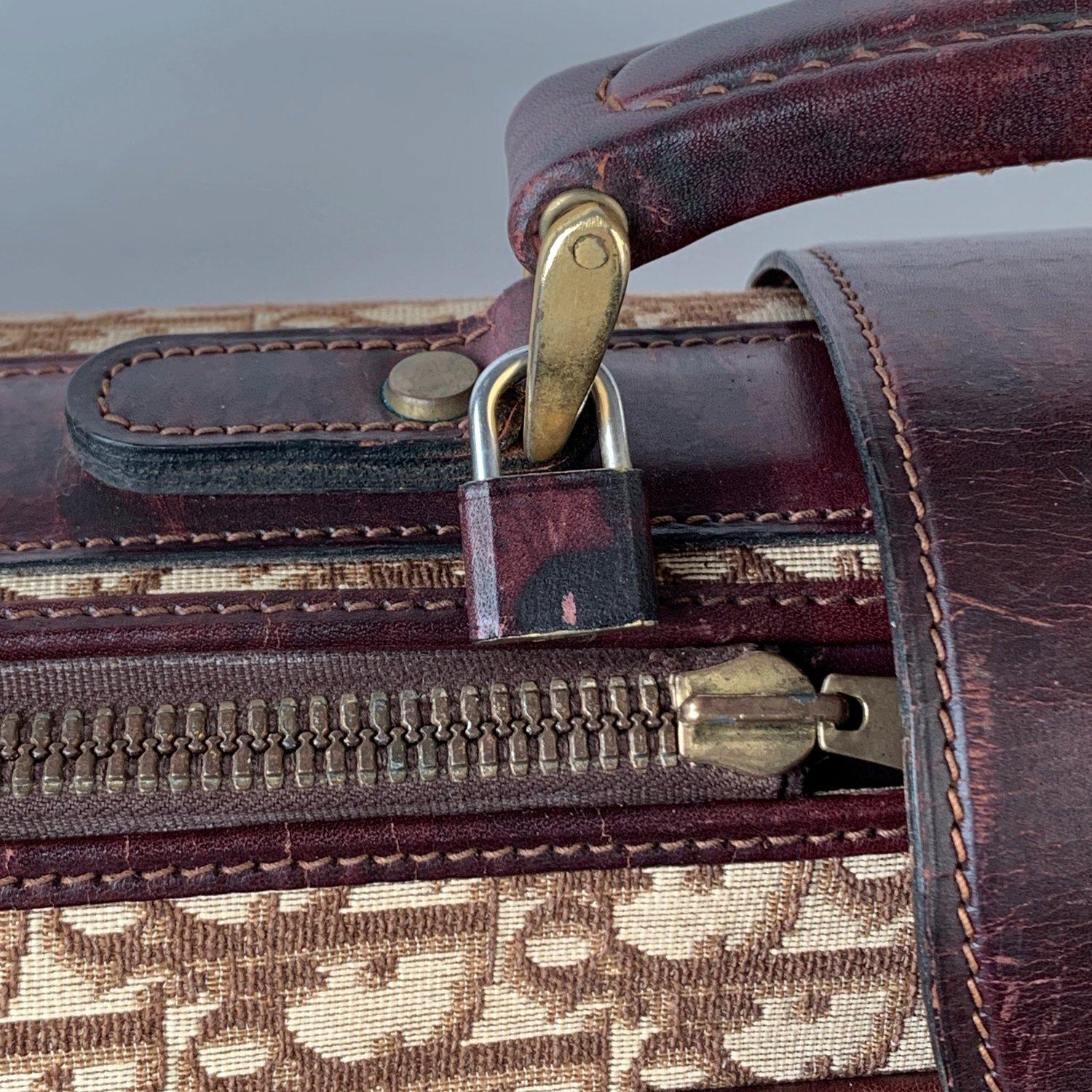 Christian Dior Rare Vintage Brown Logo Canvas Oblong Suitcase 2