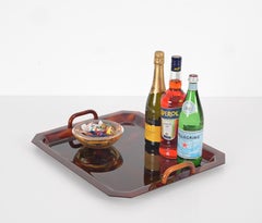 Christian Dior Rectangular Tortoiseshell Effect Lucite Serving Tray, Italy 1970s