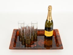 Christian Dior Rectangular Tortoiseshell Effect Lucite Serving Tray, Italy 1970s