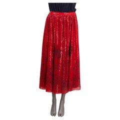 CHRISTIAN DIOR red 2019 FLORAL SEQUIN MIDI Skirt 40 M