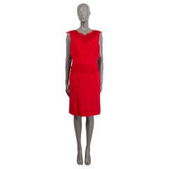 CHRISTIAN DIOR red acetate LACE TRIM COCKTAIL Dress 40 M