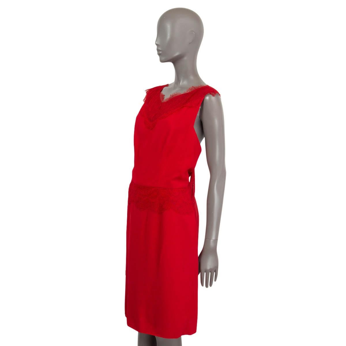 Women's CHRISTIAN DIOR red acetate LACE TRIM COCKTAIL Dress 40 M For Sale