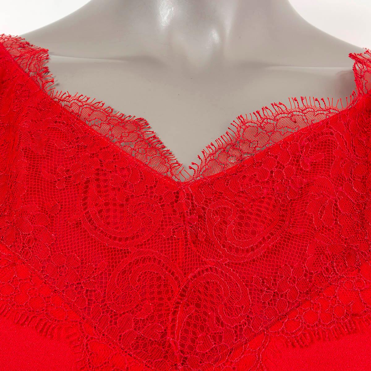 CHRISTIAN DIOR red acetate LACE TRIM COCKTAIL Dress 40 M For Sale 2