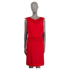 CHRISTIAN DIOR red acetate LACE TRIM COCKTAIL Dress 40 M