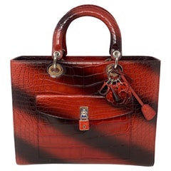 Christian Dior Red and Black Crocodile Bag