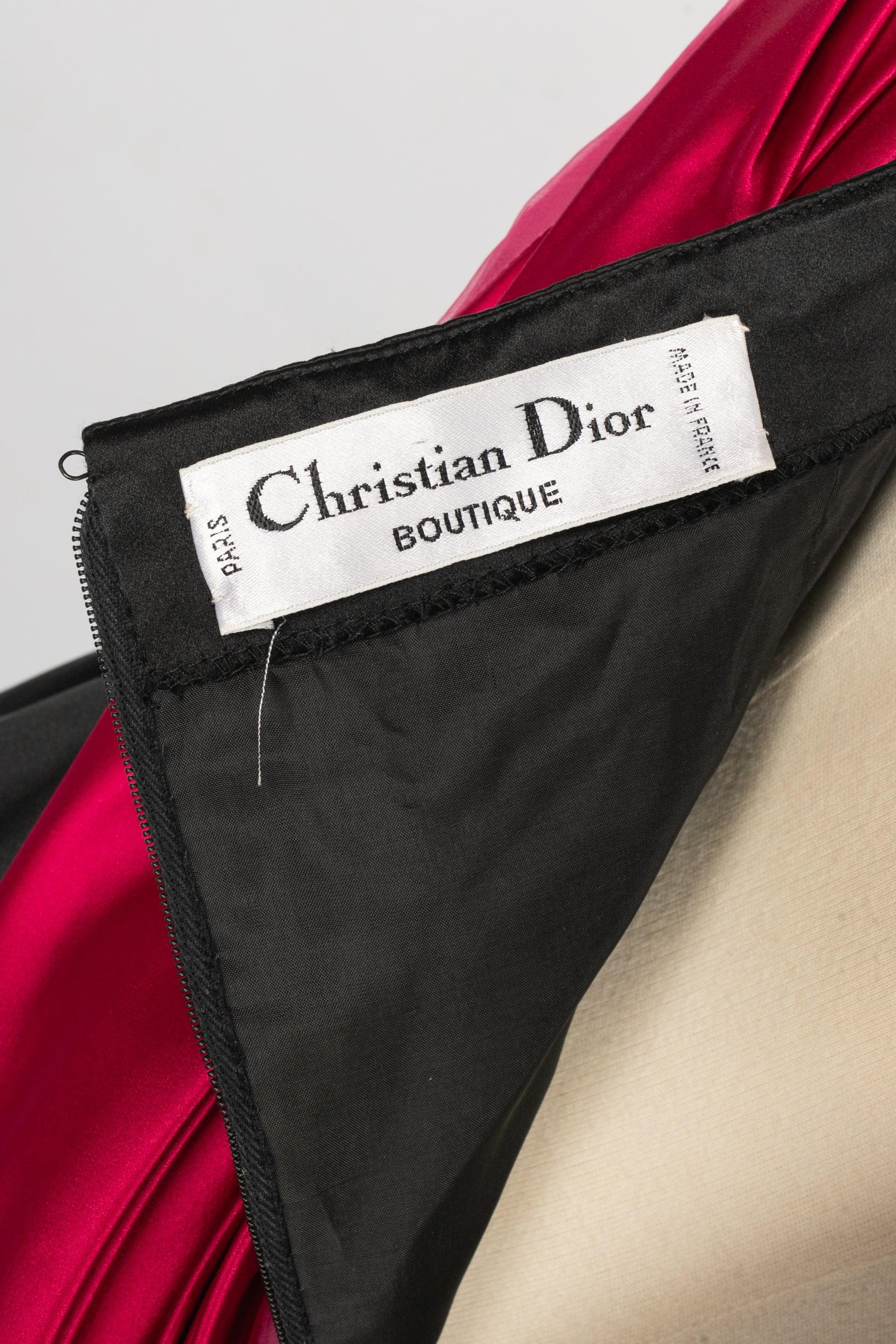 Robe longue en satin de soie rouge et noire Christian Dior en vente 6