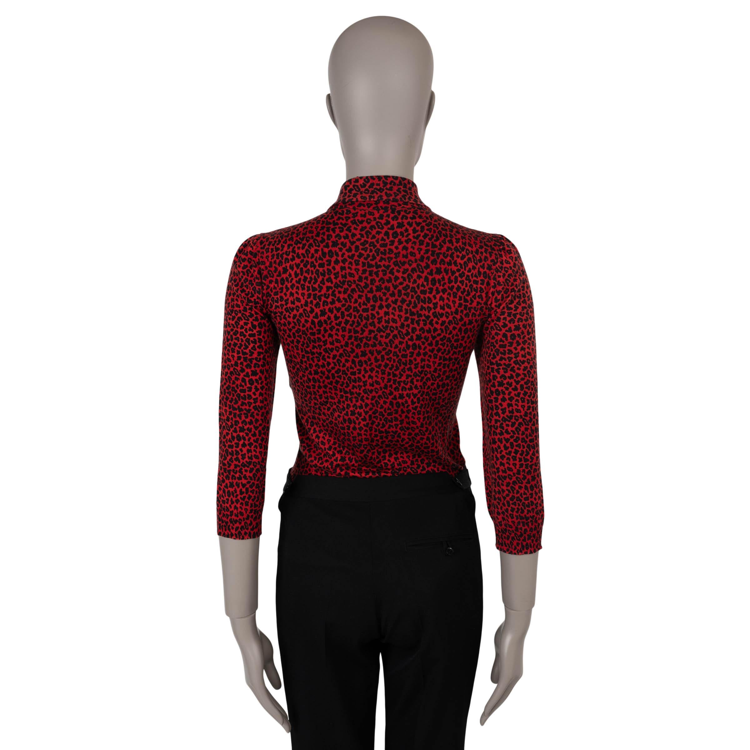 Nero CHRISTIAN DIOR top in cashmere rosso e nero 2021 LEOPARD BODY Camicia 36 XS in vendita