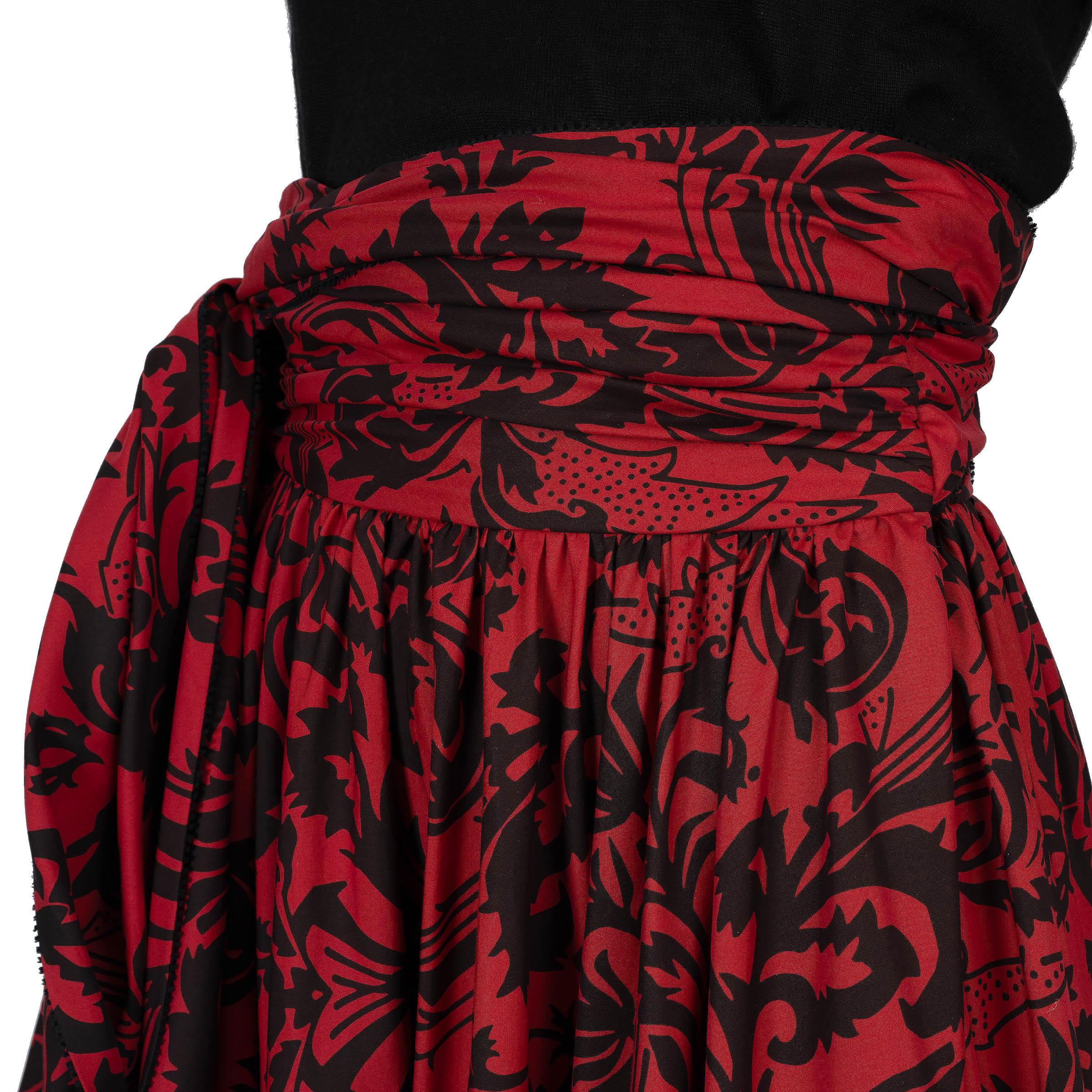 Women's CHRISTIAN DIOR red & black cotton & silk 2023 FLORAL MAXI Skirt 36 XS